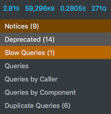 Query Monitor Slow Queries warning