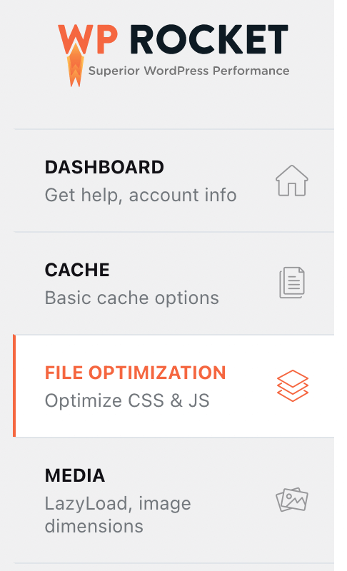 WP Rocket File Optimization settings and FacetWP