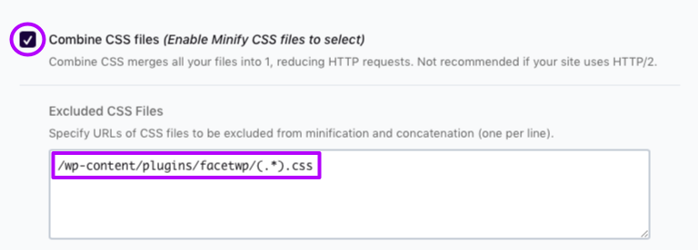 WP Rocket combine CSS files