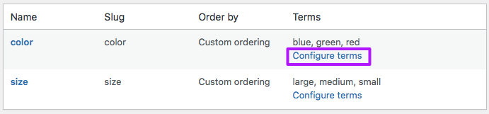 WooCommerce product attributes