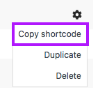Copy shortcode in listings overview