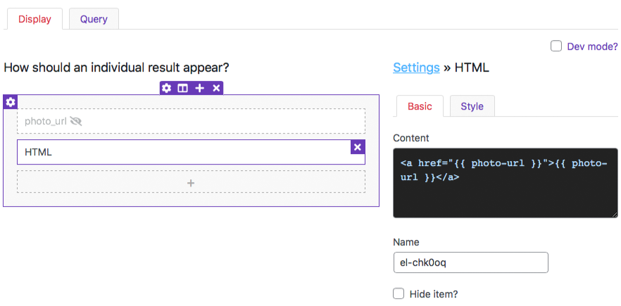 Selecting the item source in the Listing Builder