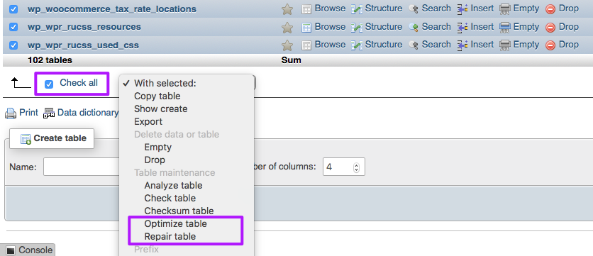 How to optimize and repair your MySQL database tables with phpMyAdmin