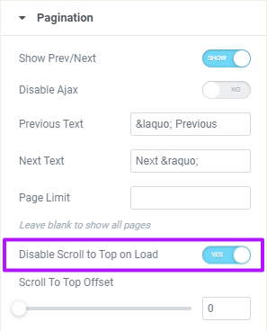 AnyWhere Elementor Pro Post Blocks Adv widget - preventing scroll on page load