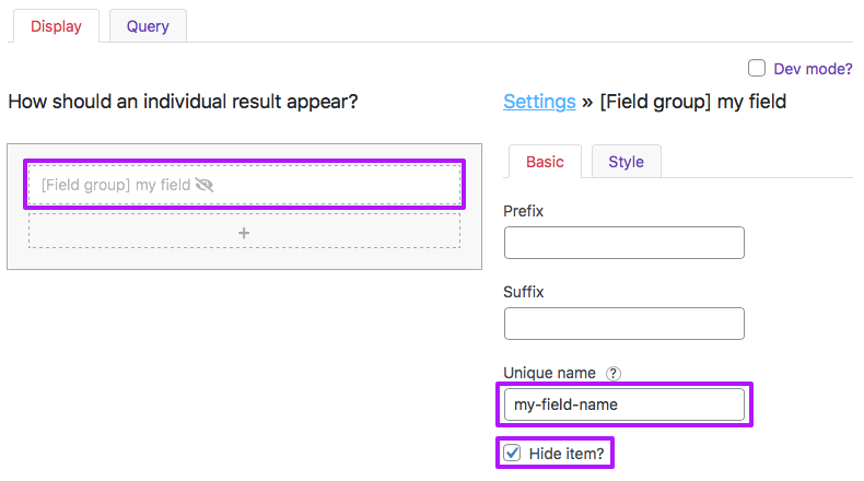 Add a hidden builder item from an ACF field in the Listing Builder.