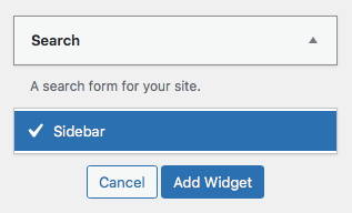 Adding a default WordPress search widget.