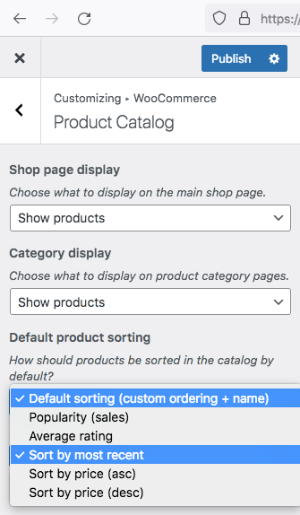 The only two WooCommerce's 'Default product sorting' options that work with Sort facets.