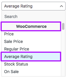 Select WooCommerce Average Raging in the facet's Data Source field dropdown.