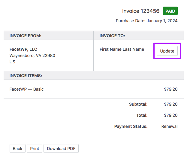 How to change the billing details on your invoice.