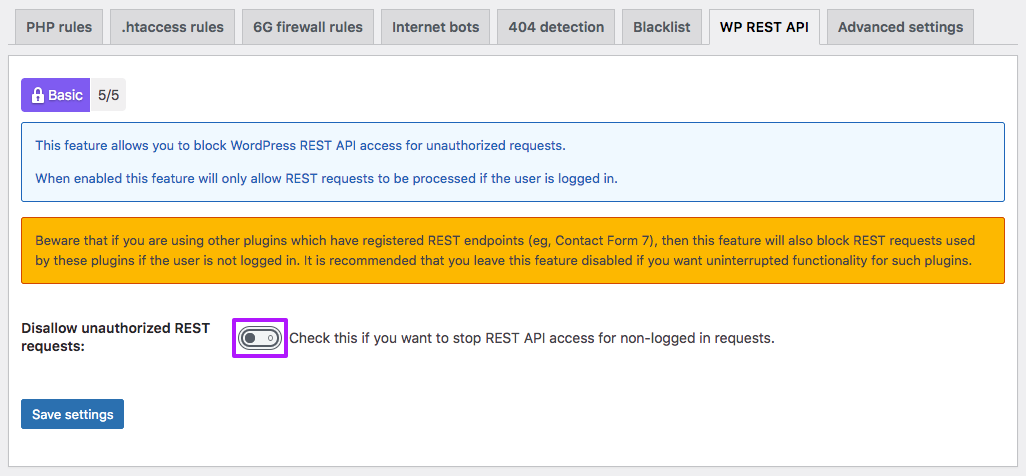 Disable the 'Disallow unauthorized REST requests' setting in the AIOS plugin.