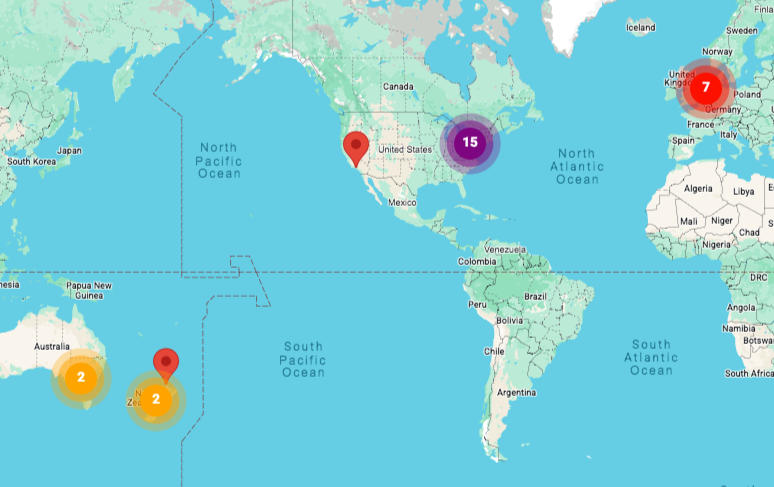 Custom renderer with (default) layered SVG icons (option 2) in a range of colors based on the number of markers in a cluster.