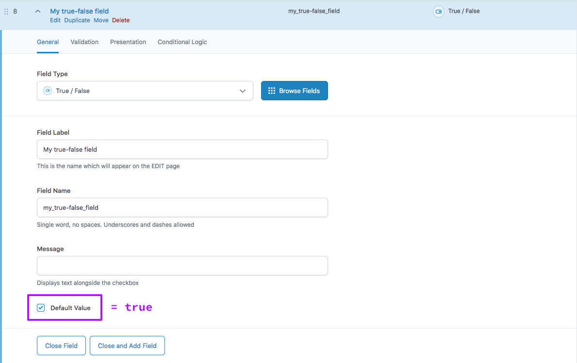 Enabling the ACF True/False field 'Default Value' setting will index a default value of 'true' for all posts, also posts without a saved field, and post types that do not even have this field.