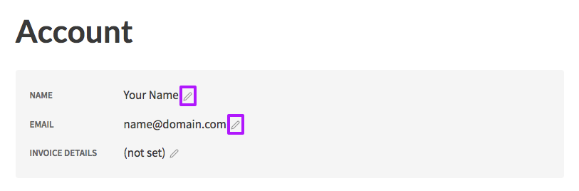 How to change your account name and email address.