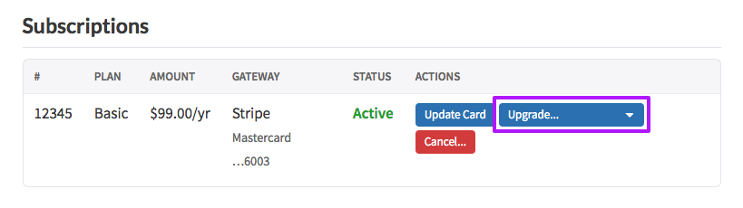Click 'Upgrade' to upgrade to a higher license tier.