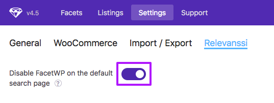 Disable FacetWP on search results pages with no facets.